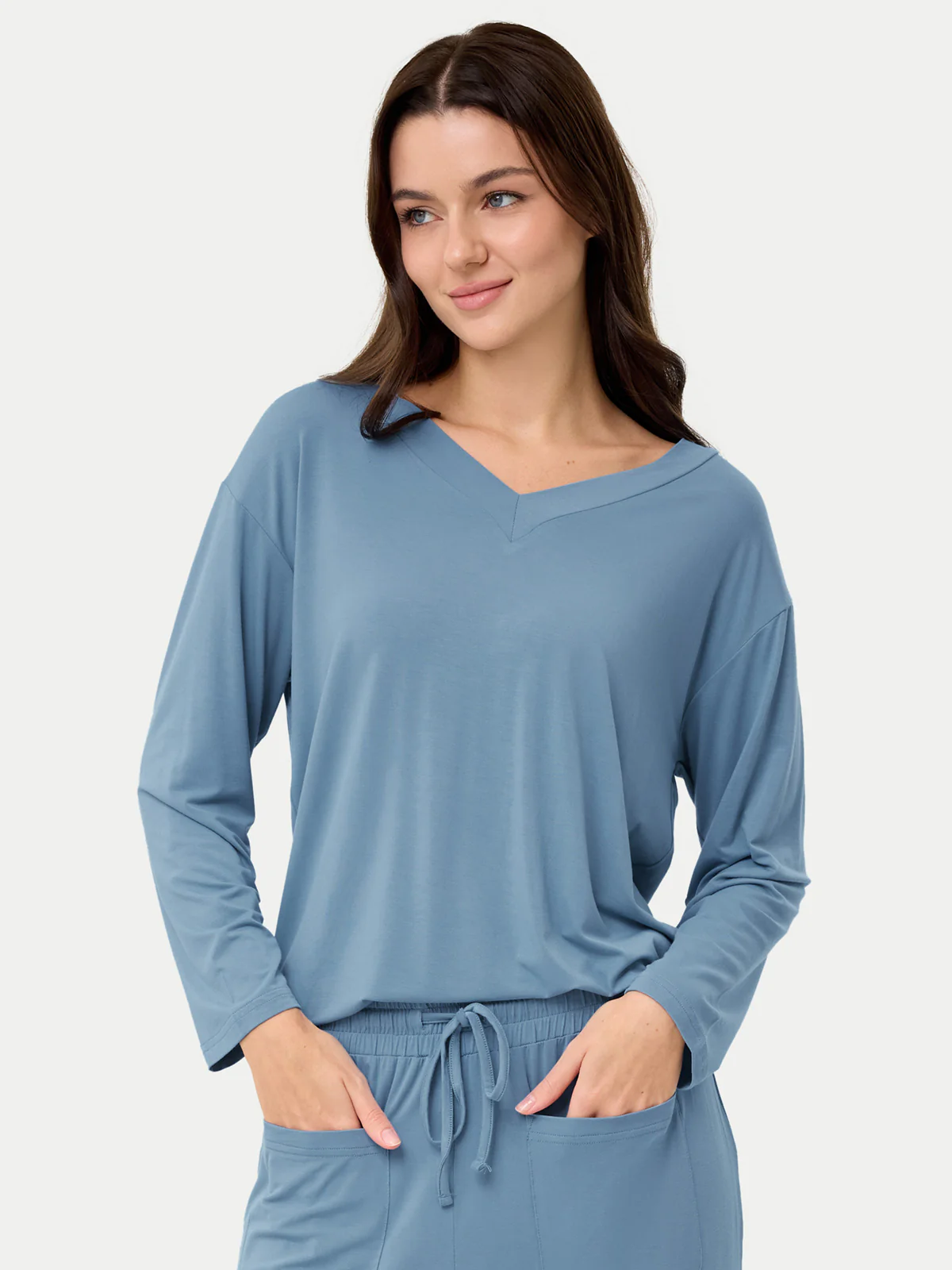 Long Sleeve Bamboo Slouchy PJs Top - Image 42