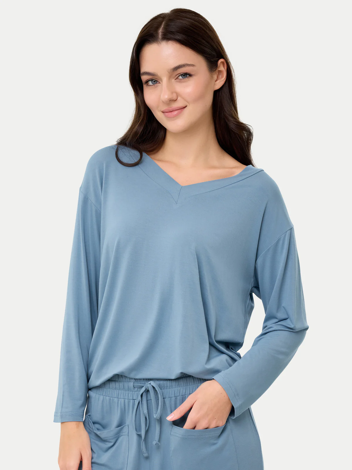 Long Sleeve Bamboo Slouchy PJs Top - Image 46
