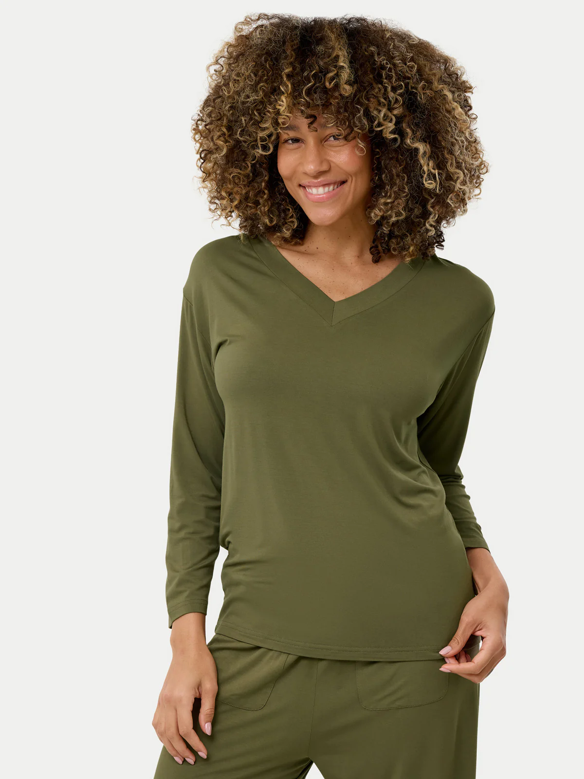 Long Sleeve Bamboo Slouchy PJs Top - Image 52
