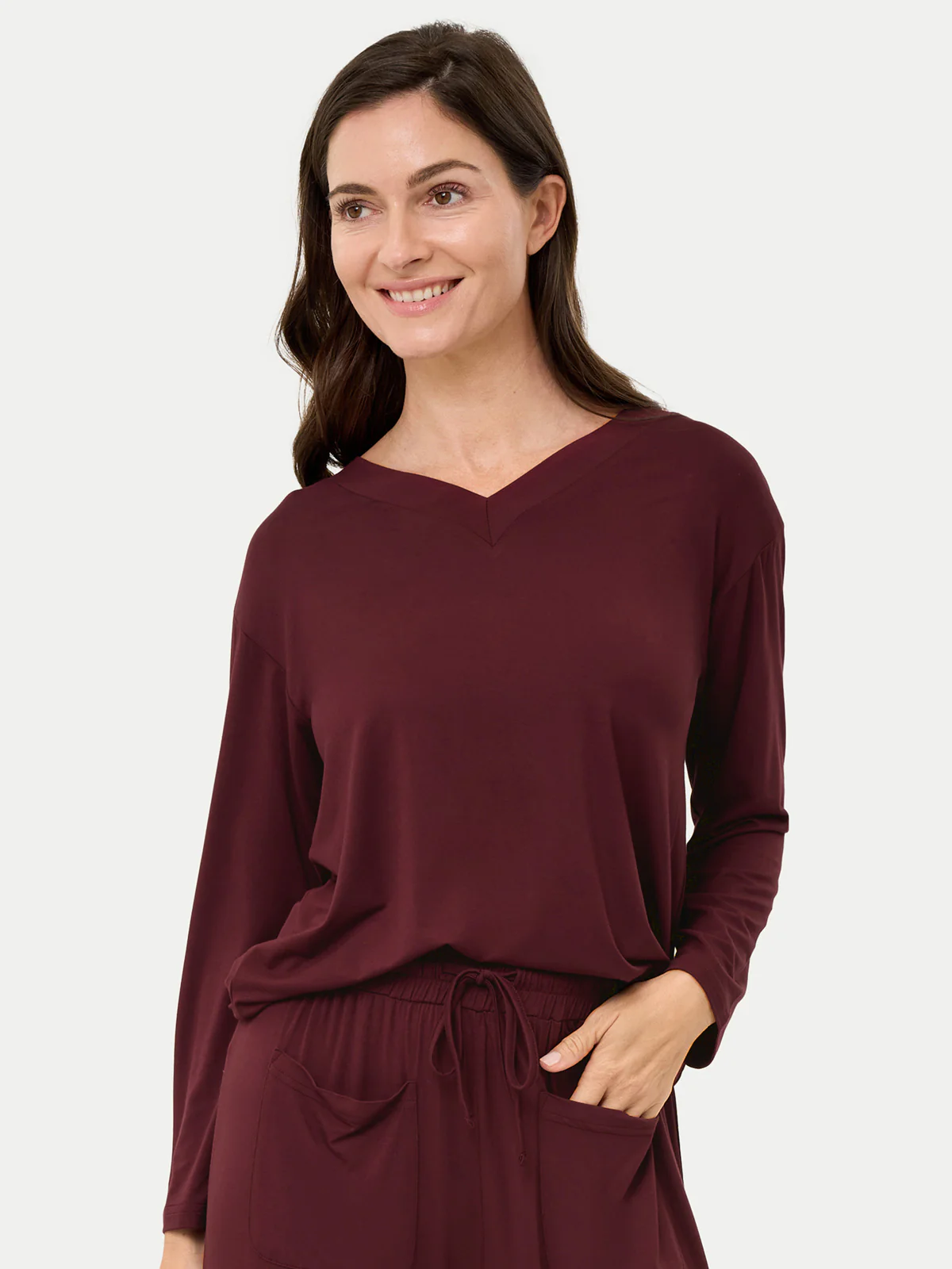 Long Sleeve Bamboo Slouchy PJs Top - Image 71