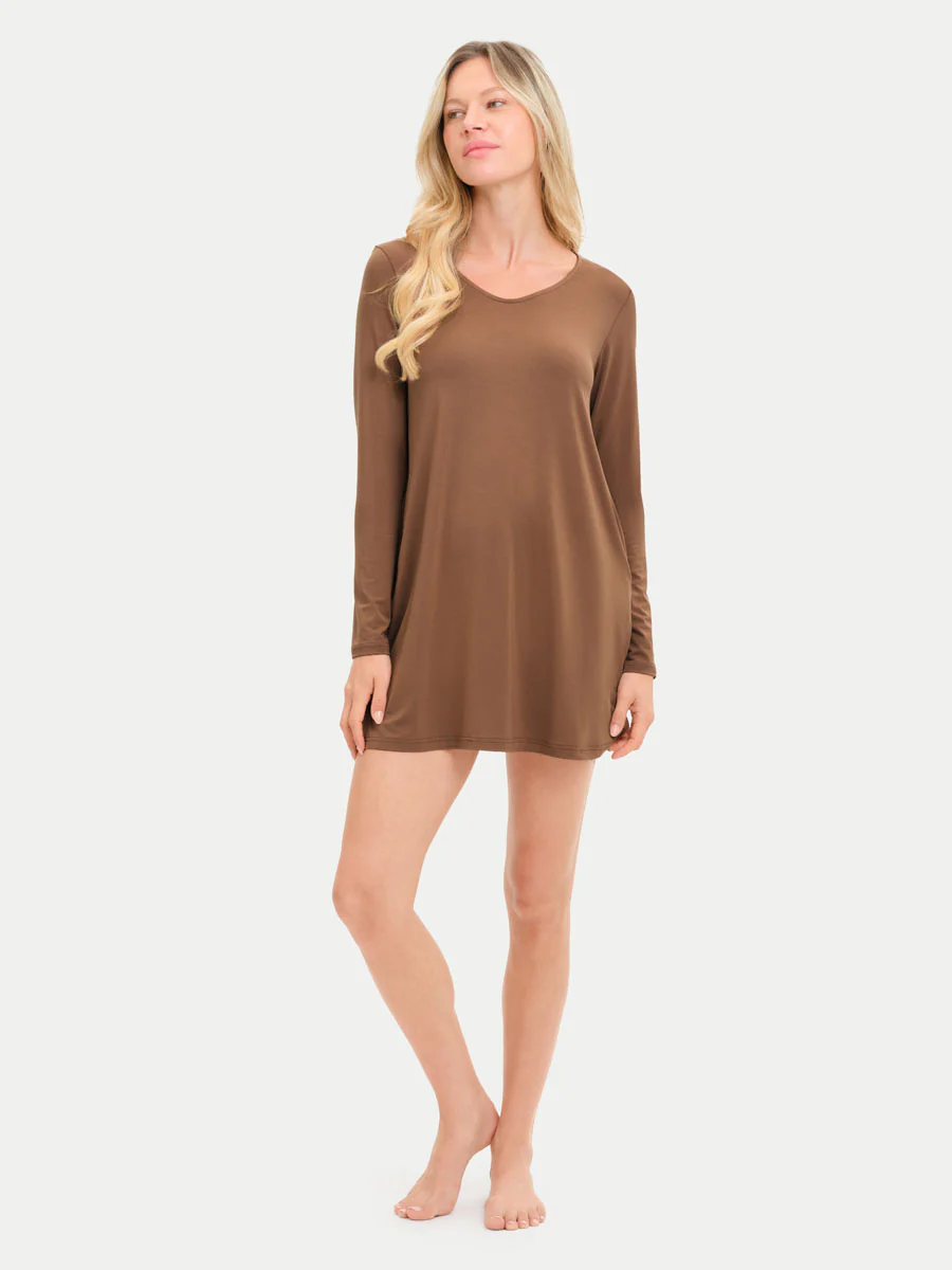 Long Sleeve Short Bamboo Sleepshirt - Image 19