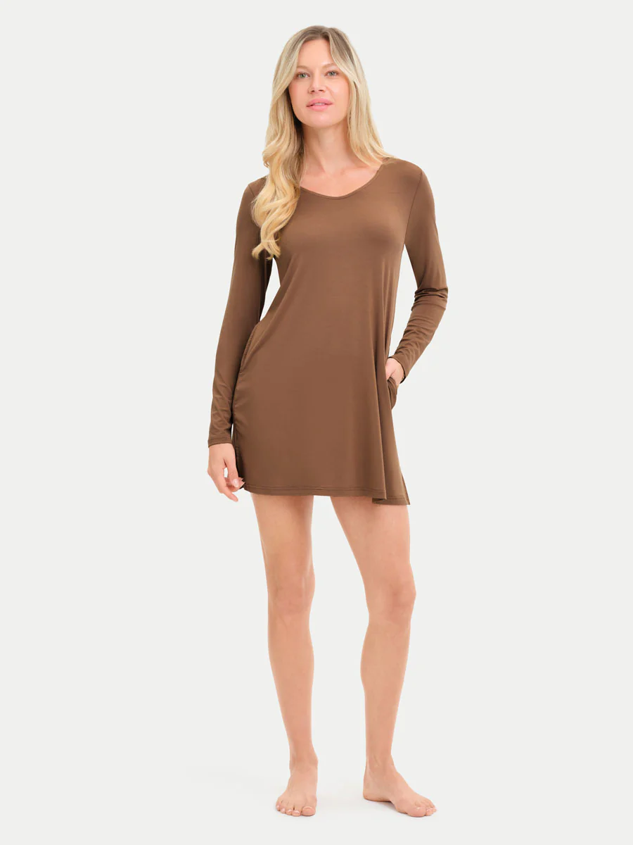 Long Sleeve Short Bamboo Sleepshirt - Image 20