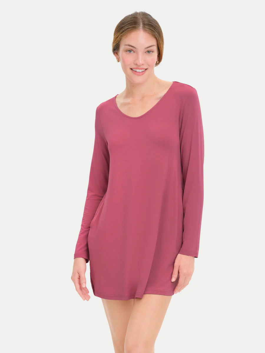 Long Sleeve Short Bamboo Sleepshirt - Image 25
