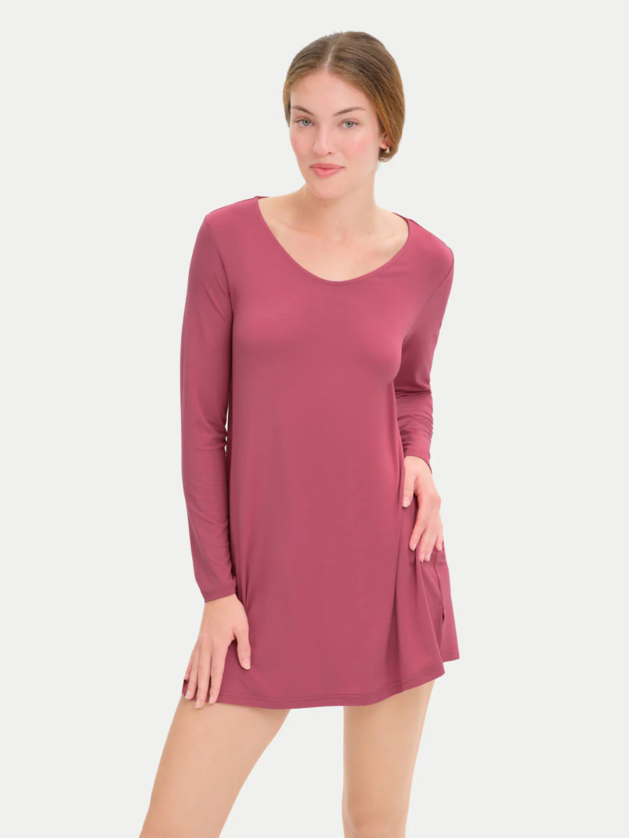 Long Sleeve Short Bamboo Sleepshirt - Image 26