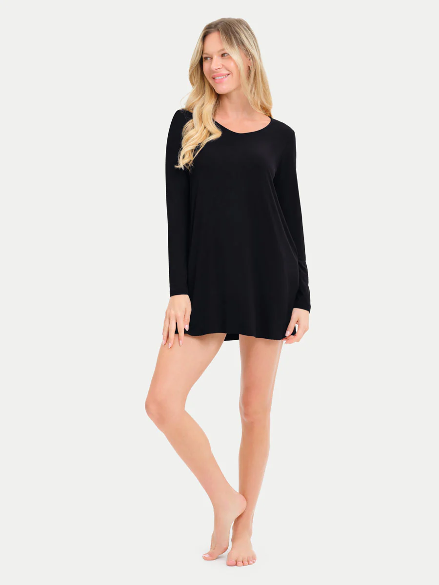 Long Sleeve Short Bamboo Sleepshirt - Image 36