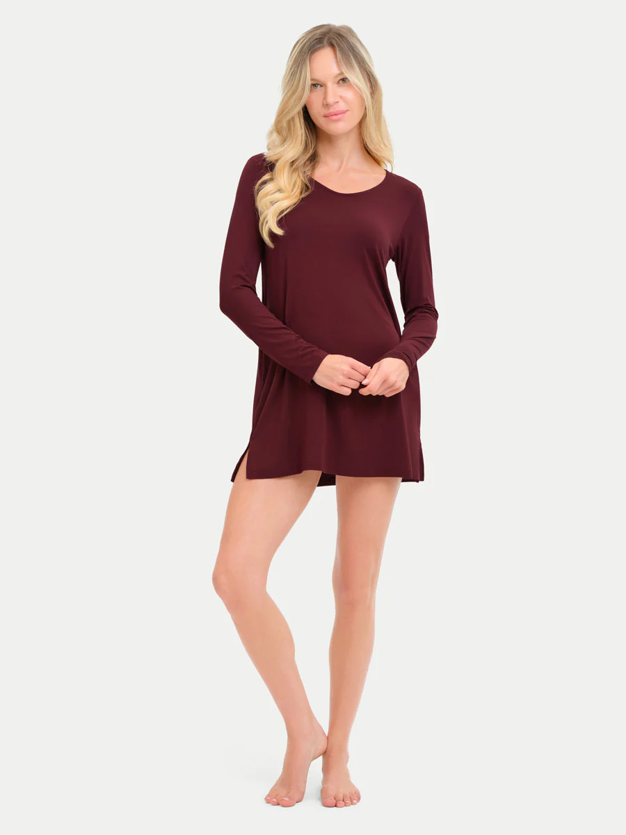 Long Sleeve Short Bamboo Sleepshirt - Image 65