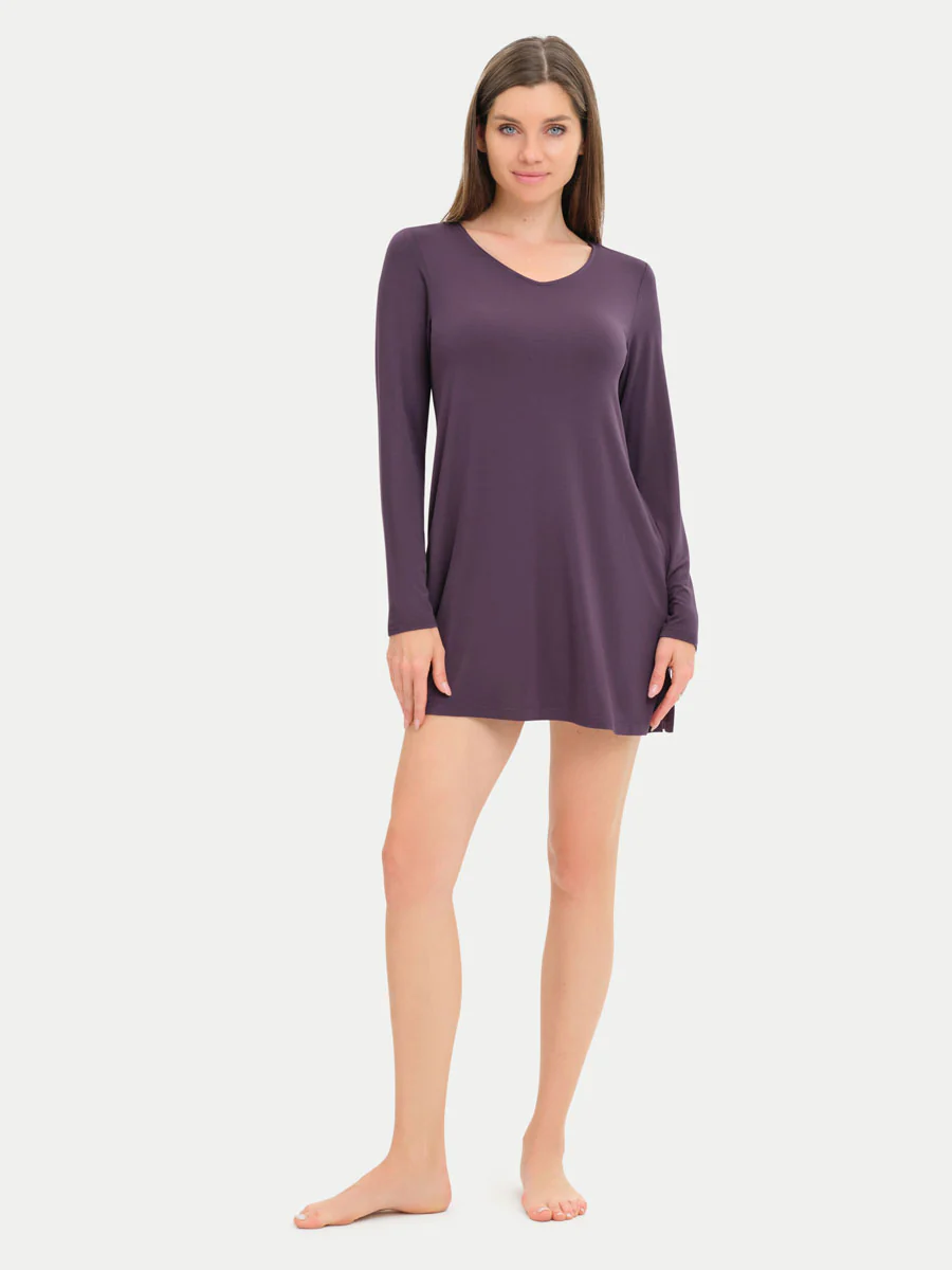 Long Sleeve Short Bamboo Sleepshirt - Image 73