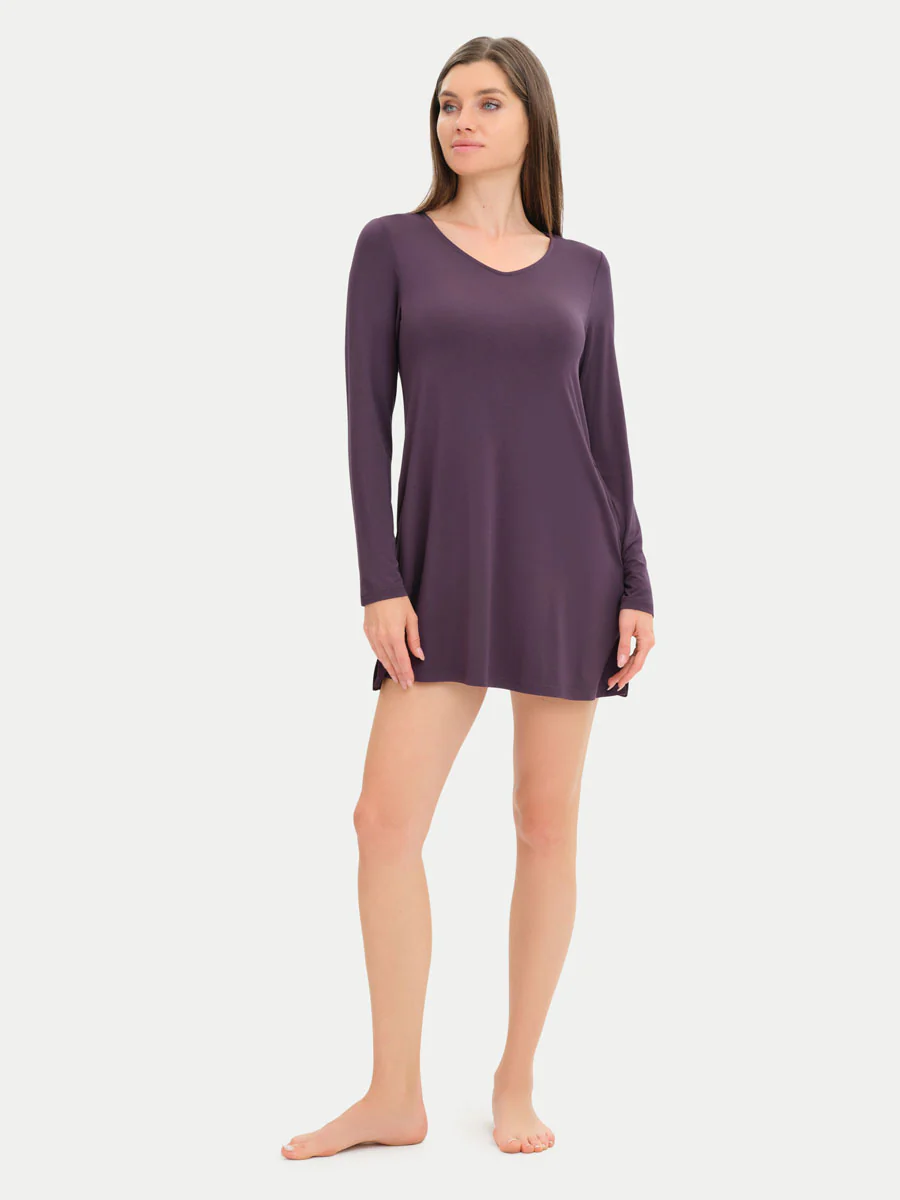 Long Sleeve Short Bamboo Sleepshirt - Image 75