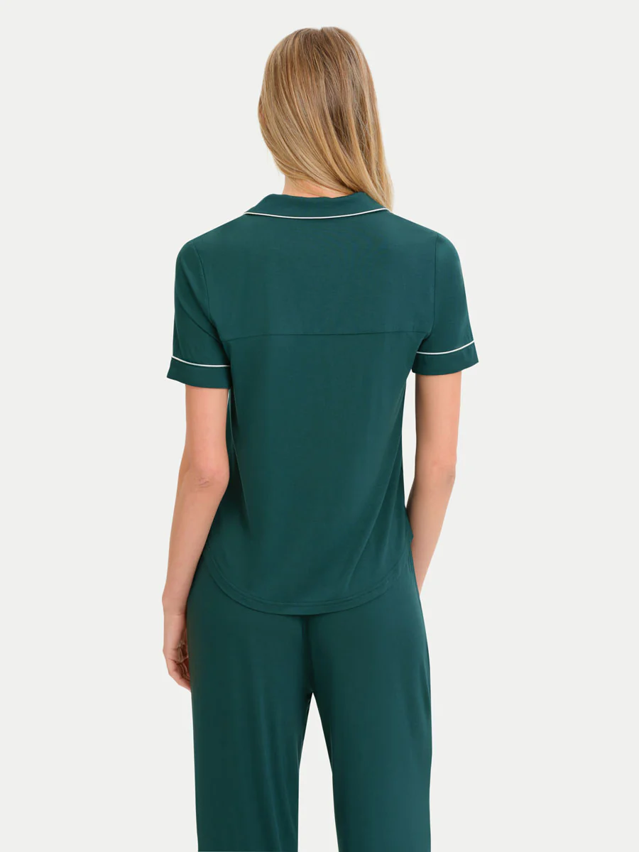 Short Sleeve Bamboo Pajama Set with Pants - Image 101