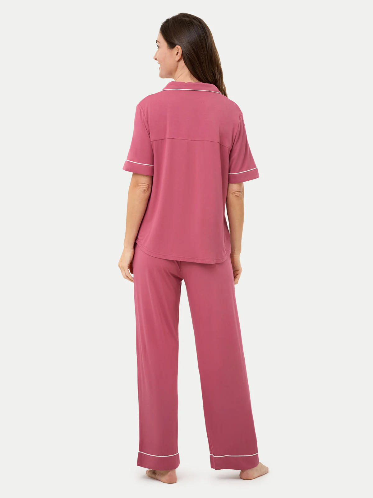 Short Sleeve Bamboo Pajama Set with Pants - Image 11