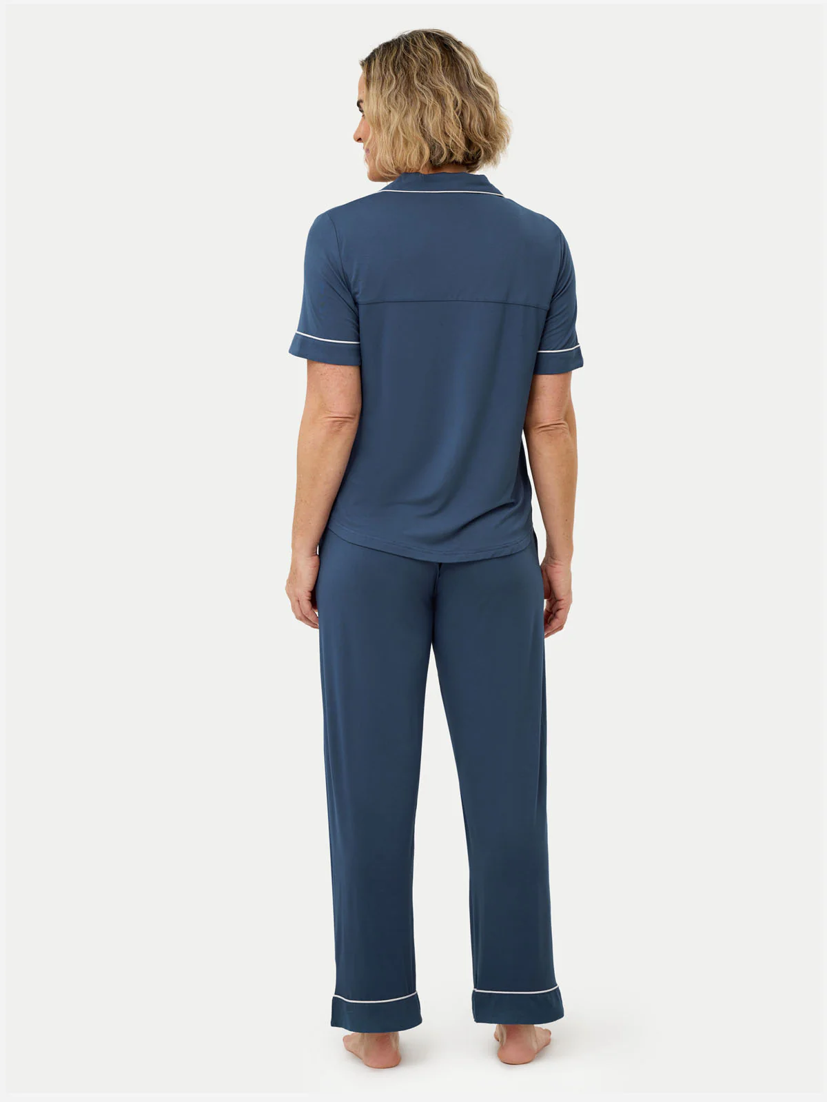 Short Sleeve Bamboo Pajama Set with Pants - Image 39