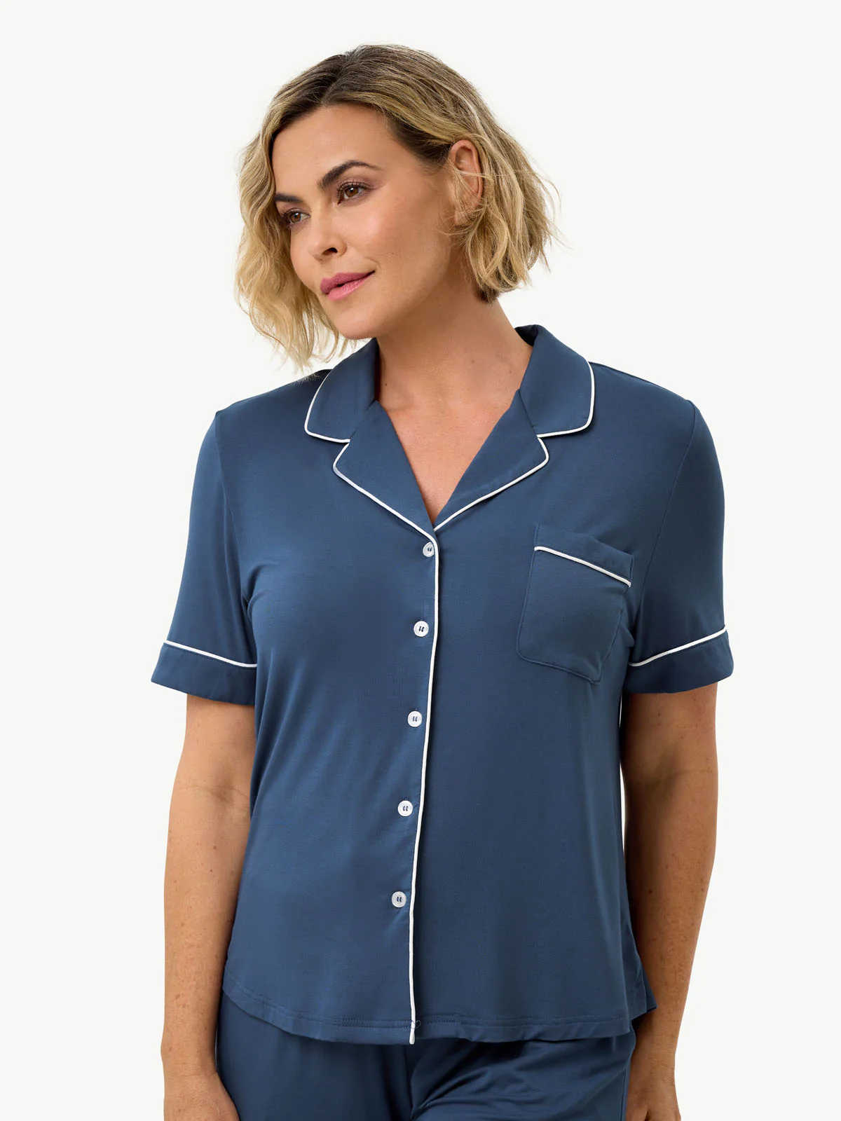 Short Sleeve Bamboo Pajama Set with Pants - Image 41