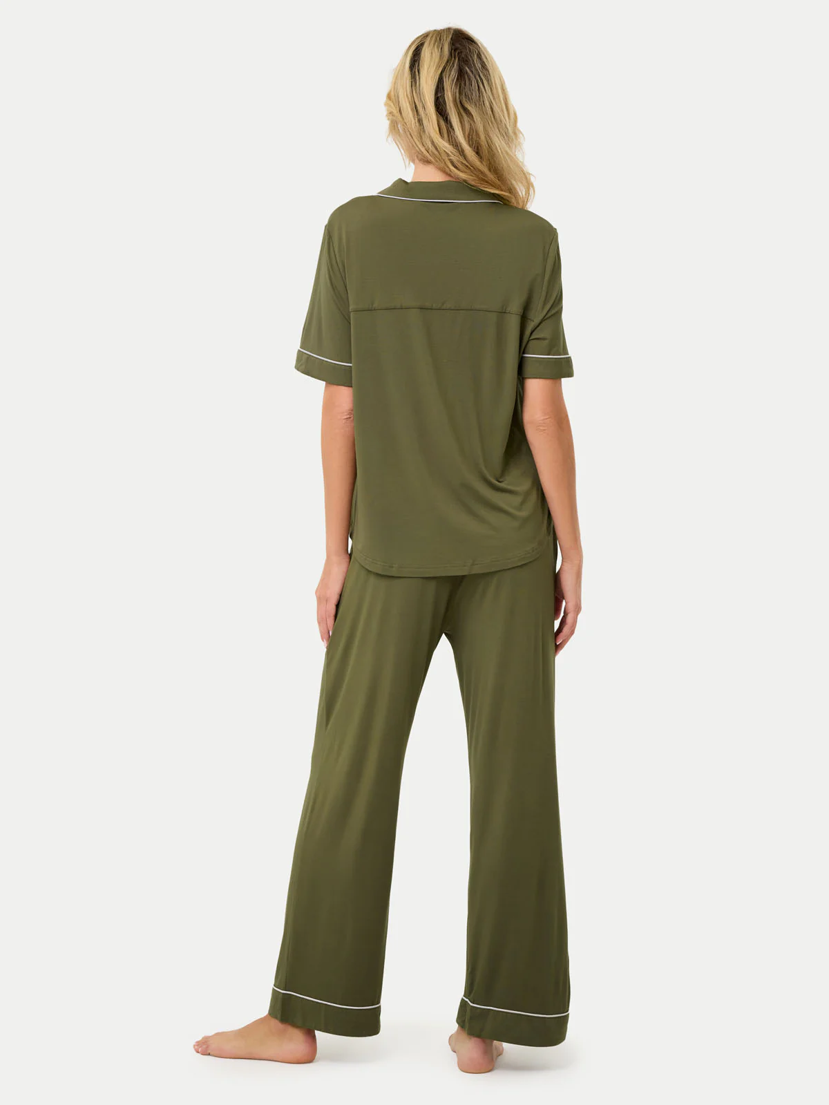 Short Sleeve Bamboo Pajama Set with Pants - Image 62