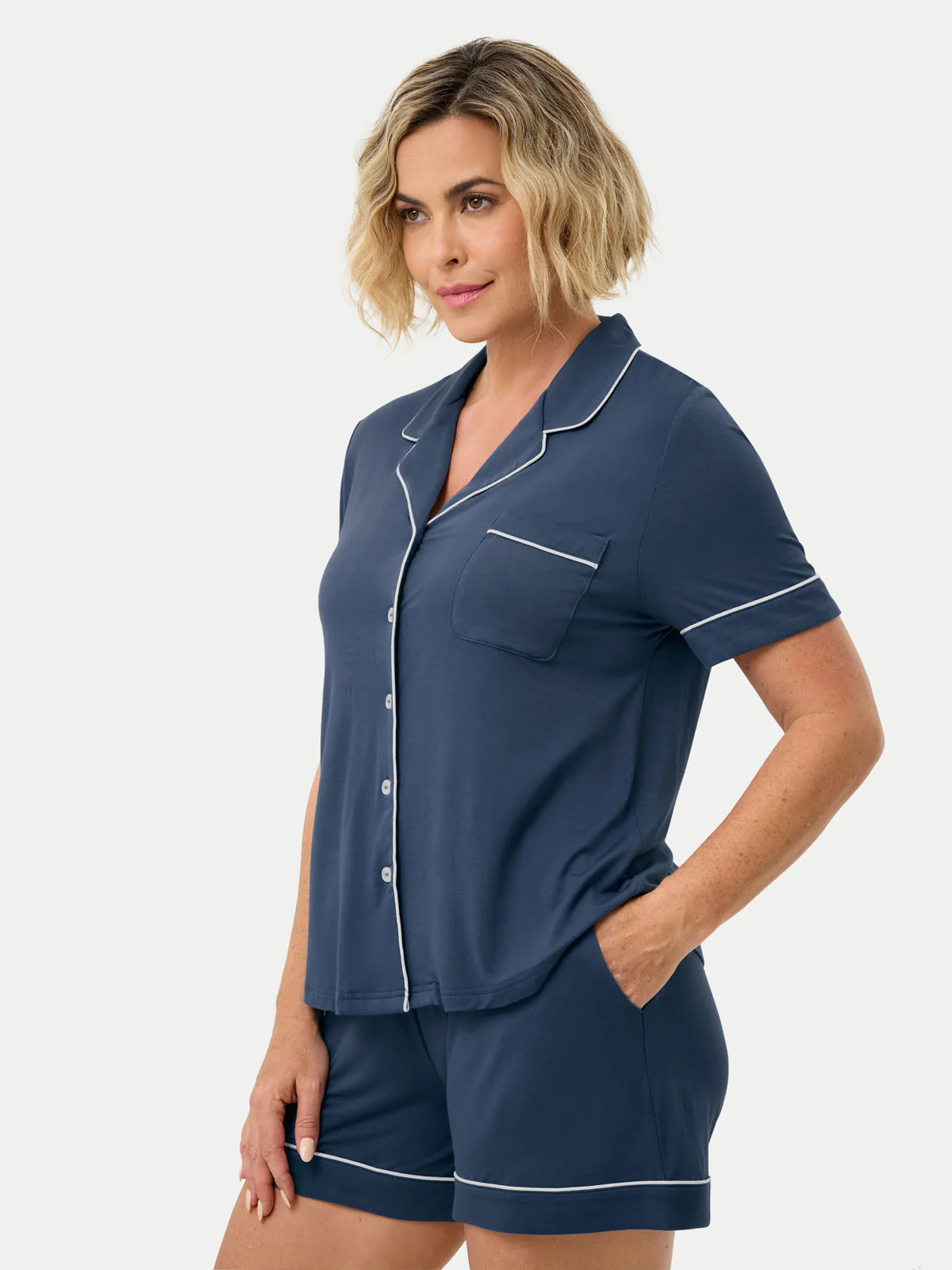 Short Sleeve Bamboo Pajama Set - Image 35
